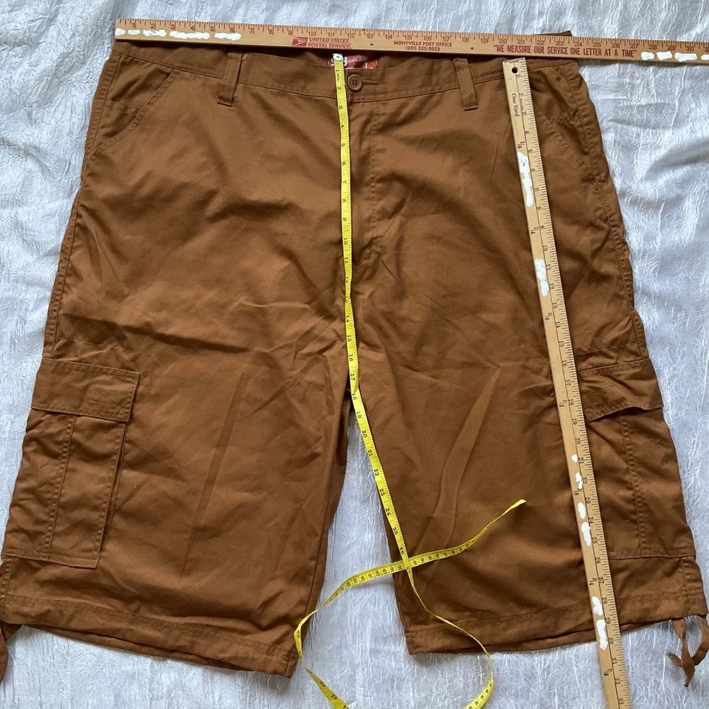 Royal Blue Mens Sz 50 Big & Tall  Utility Cargo Shorts Drawstring Brown Workwear